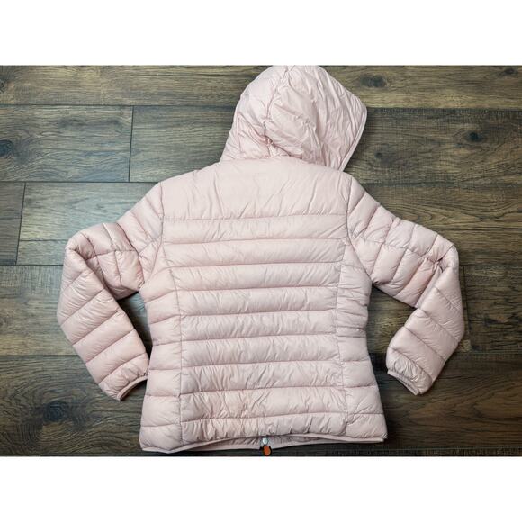 NWT Save the Duck Women's Hooded Quilted Down Puffer Jacket Winter Coat Blush S - Picture 5 of 9